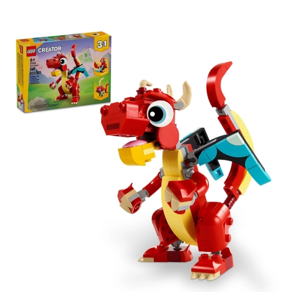 LEGO Creator 3 in 1 Red Dragon Toy, Transforms from Dragon - Picture 1 of 4